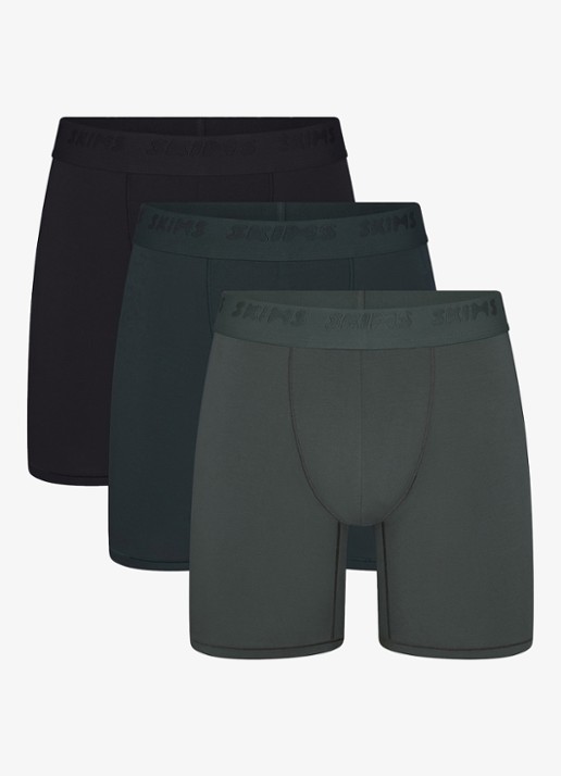 SKIMS Skims Stretch 5" boxershorts met logoband in 3-pack - voorkant 6 cypress
