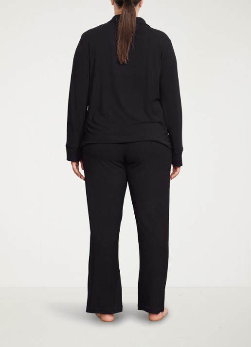 SKIMS Soft Lounge pyjamaset met borstzak en ribstructuur - achterkant 3 zwart
