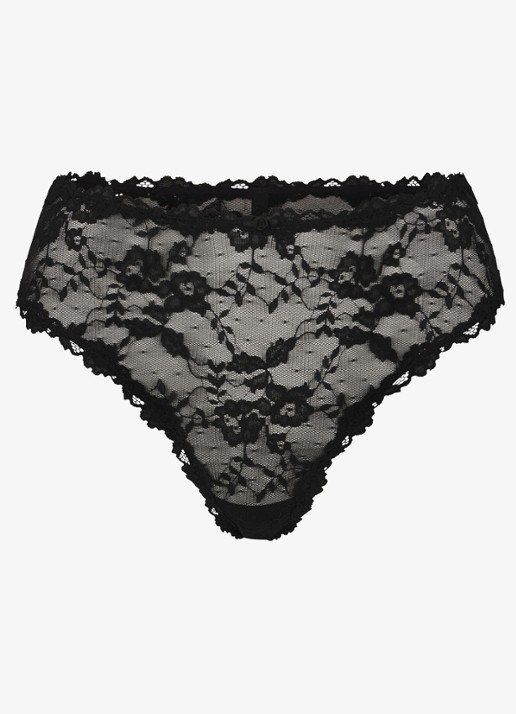 SKIMS Stretch Lace slip van kant - voorkant soot