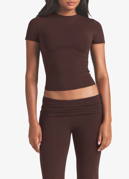 SKIMS T-shirt met stretch - detail 3 bruin