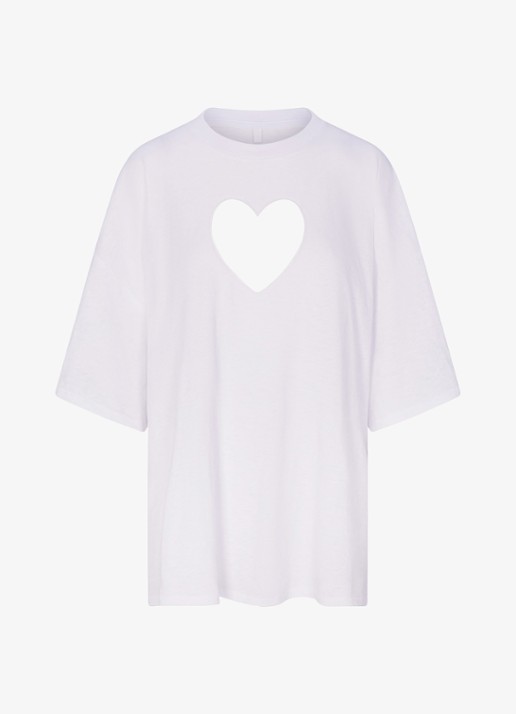 SKIMS Worn In Jersey Oversized T-Shirt met cut-out detail - voorkant 3 snow