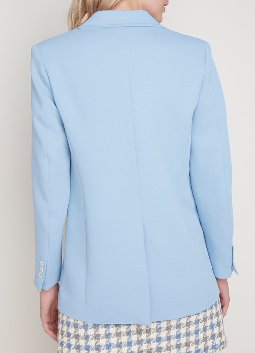 Slim fit blazer met klepzakken - achterkant lichtblauw
