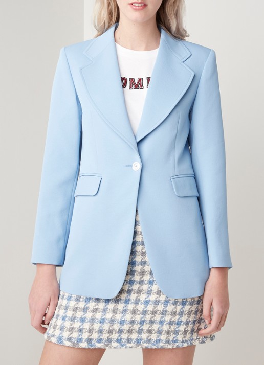 Slim fit blazer met klepzakken - detail 4 lichtblauw
