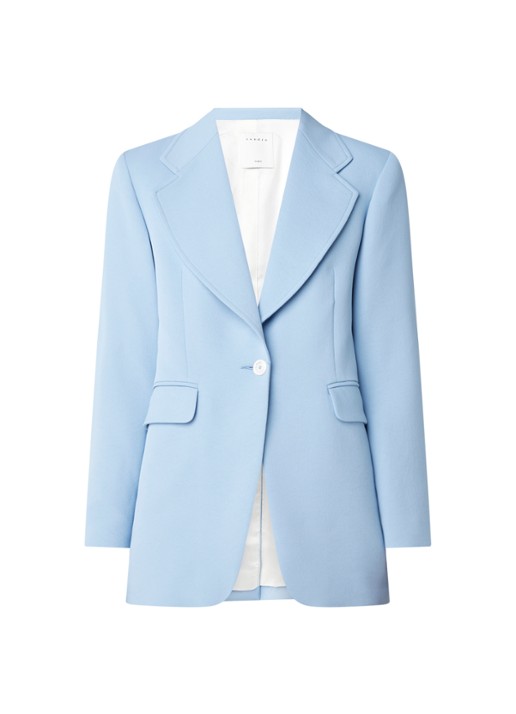 Slim fit blazer met klepzakken - voorkant 2 lichtblauw