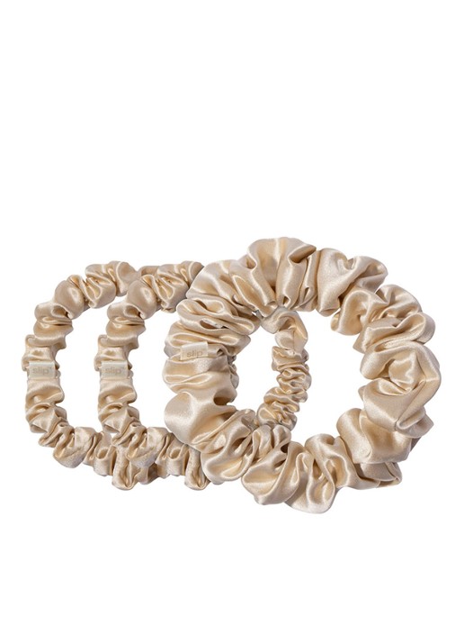 slip Back To Basics Pure Silk Scrunchies Set - haarelastiek van zijde set van 3 - voorkant blonde