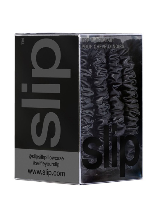 slip Pure Silk Skinny Scrunchies - zijden haarelastiek - detail 6 black