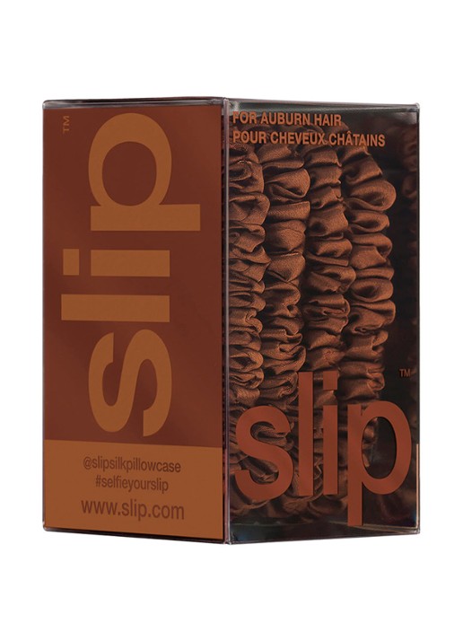 slip Pure Silk Skinny Scrunchies - zijden haarelastiek - detail 6 auburn