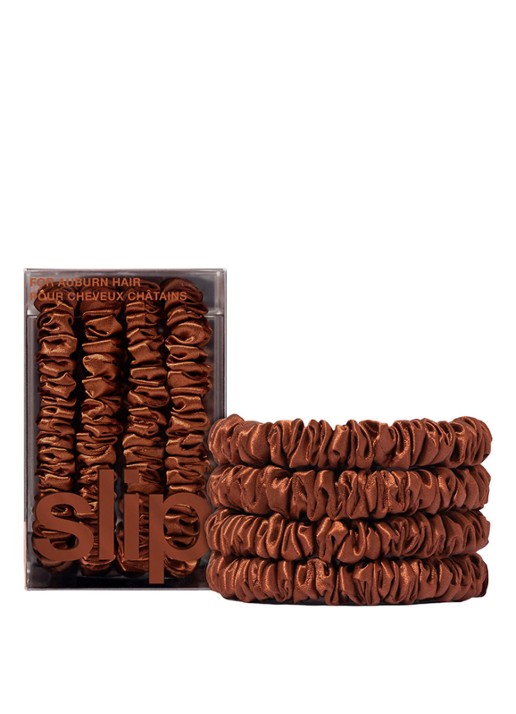 slip Pure Silk Skinny Scrunchies - zijden haarelastiek - voorkant 2 auburn