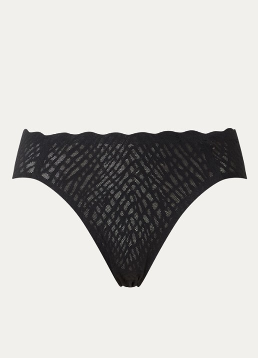 Sloggi Bliss high waisted hipster met opengewerkt dessin - voorkant zwart
