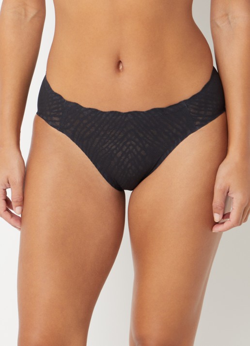 Sloggi Bliss high waisted hipster met opengewerkt dessin - voorkant 2 zwart