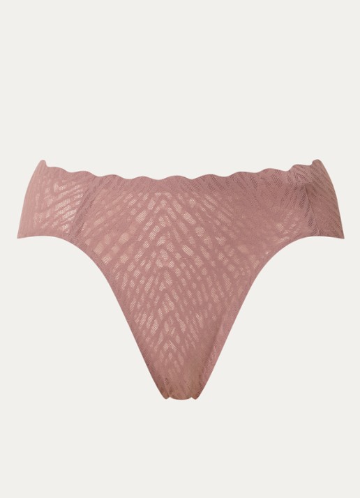 Sloggi Bliss high waisted hipster met opengewerkt dessin - voorkant oudroze