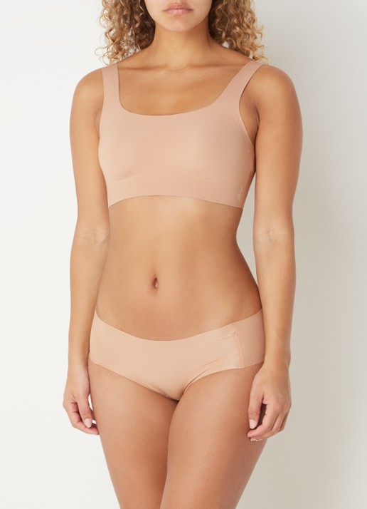 Sloggi Zero Feel 2.0 naadloze crop top met uitneembare vulling - voorkant 5 lichtbruin