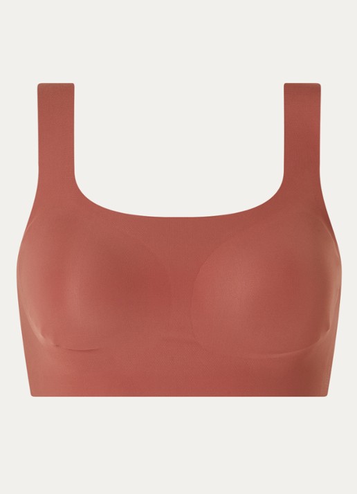 Sloggi Zero Feel 2.0 naadloze crop top met uitneembare vulling - voorkant 2 roodbruin