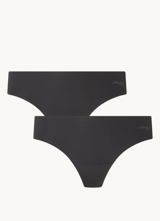 Sloggi ZERO Microfibre naadloze string in 2-pack - voorkant 2 zwart