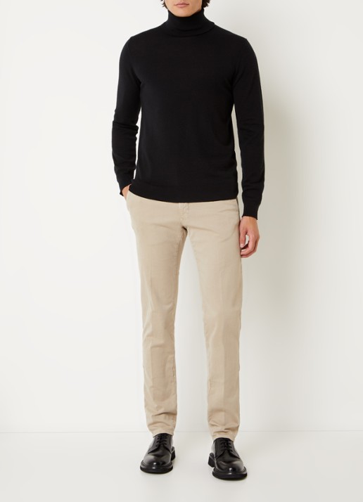 Slowear Slim fit chino met steekzakken - voorkant 6 donkerbeige