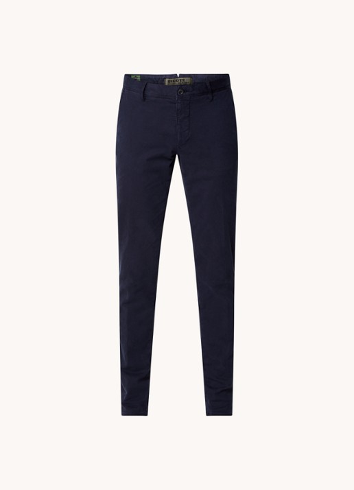 Slowear Slim fit chino met steekzakken - voorkant 5 blauw