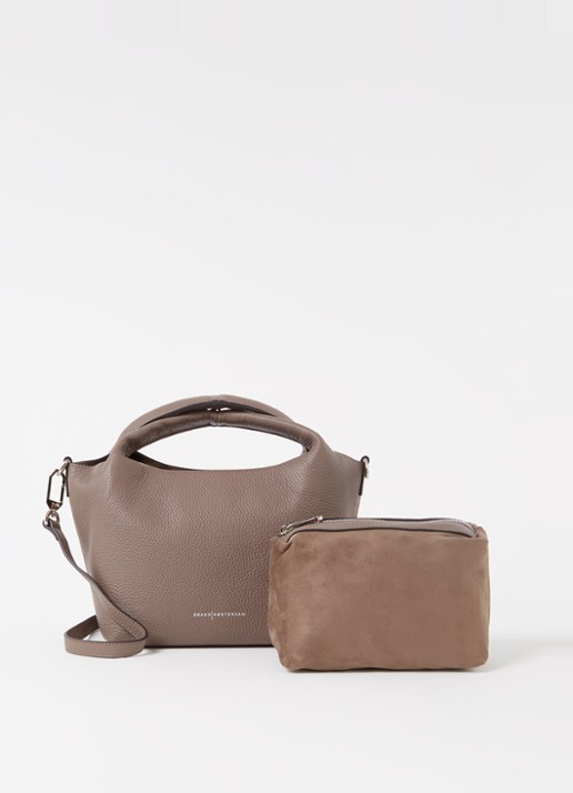 Smaak Daisy handtas van leer met uitneembaar etui - voorkant 3 taupe