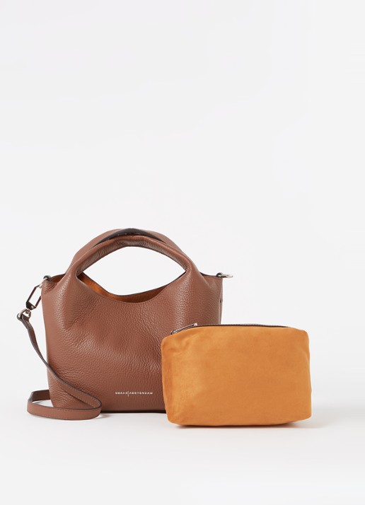 Smaak Daisy handtas van leer met uitneembaar etui - voorkant 4 hazelnootbruin