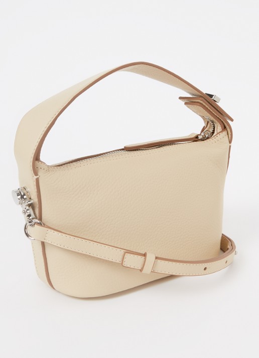 Smaak Deniz handtas van leer met afneembare schouderriem - achterkant 4 beige