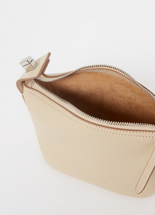 Smaak Deniz handtas van leer met afneembare schouderriem - detail beige