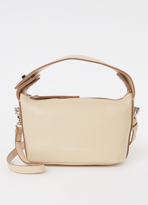 Smaak Deniz handtas van leer met afneembare schouderriem - voorkant 3 beige