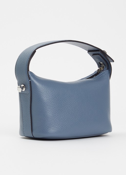 Smaak Deniz handtas van leer met afneembare schouderriem - achterkant 4 staalblauw