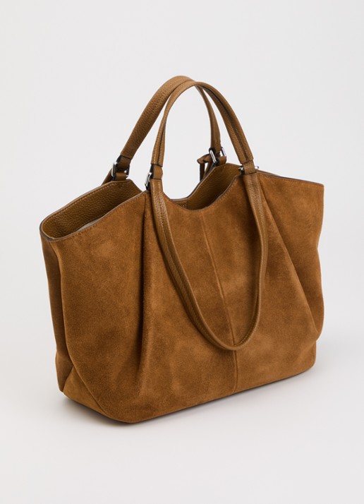Smaak Elza shopper van suède - achterkant 5 camel