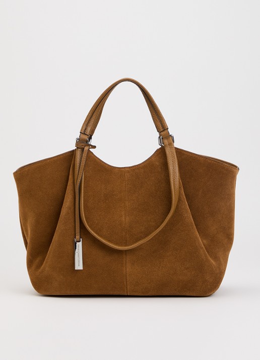 Smaak Elza shopper van suède - voorkant 4 camel