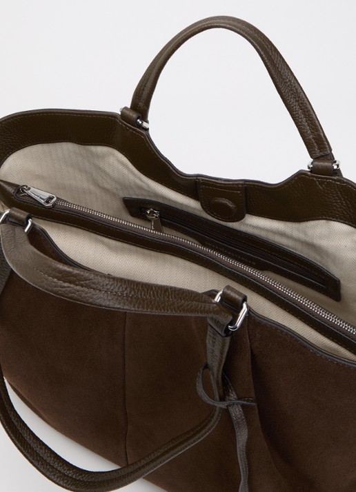 Smaak Elza shopper van suède - detail donkerbruin