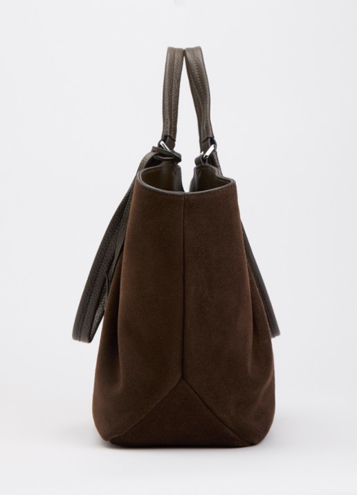Smaak Elza shopper van suède - detail 2 donkerbruin