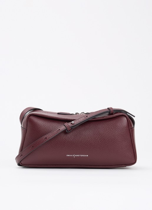 Smaak Joep crossbodytas van leer - voorkant bordeauxrood