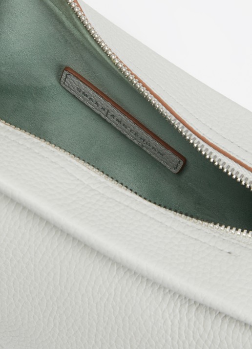 Smaak Joep schoudertas van leer met afneembare schouderriem - detail 2 lichtgrijs