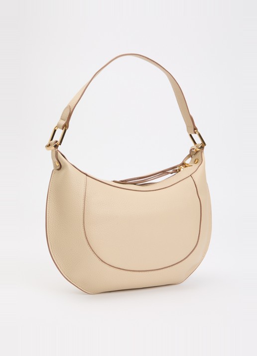 Smaak Marlon schoudertas van leer met afneembare schouderriem - achterkant 5 beige