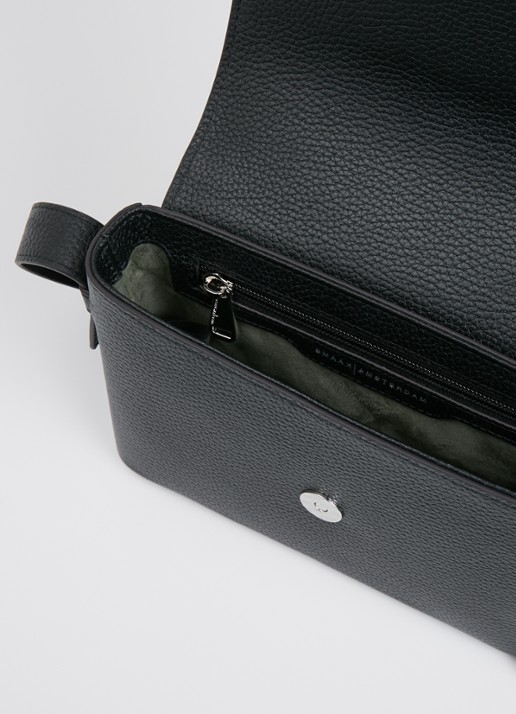 Smaak Megan crossbodytas van leer met logo - detail 2 zwart