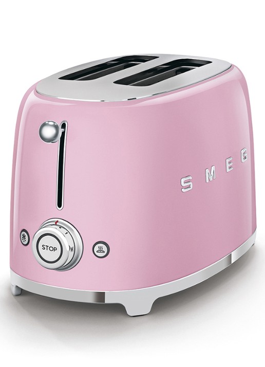 SMEG 50's Style broodrooster 2-slots TSF01PKEU - voorkant 2 roze