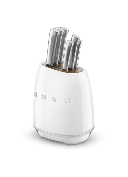SMEG 50's Style messenblok met messenset 6-delig - voorkant 2 wit