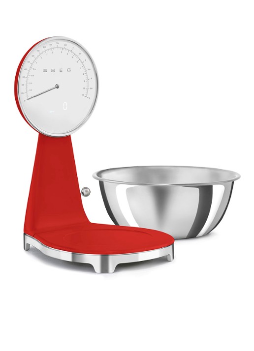 SMEG Digitale analoog keukenweegschaal - detail rood