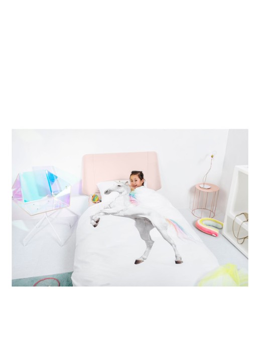 Snurk Unicorn katoenen kinderdekbedovertrekset 160TC - inclusief kussenslopen - detail 4 wit