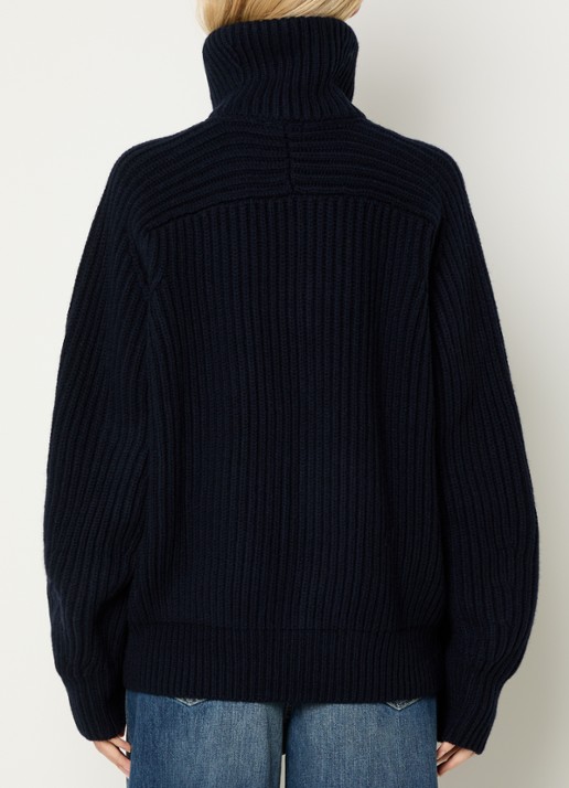 Soeur Jasper grofgebreide vest van merino wol - achterkant 4 donkerblauw