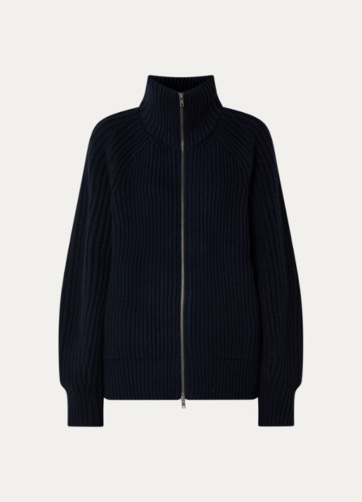 Soeur Jasper grofgebreide vest van merino wol - voorkant 2 donkerblauw