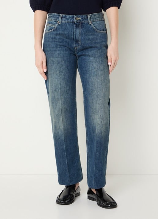 Soeur Jerry mid waist straight leg jeans met donkere wassing - detail indigo