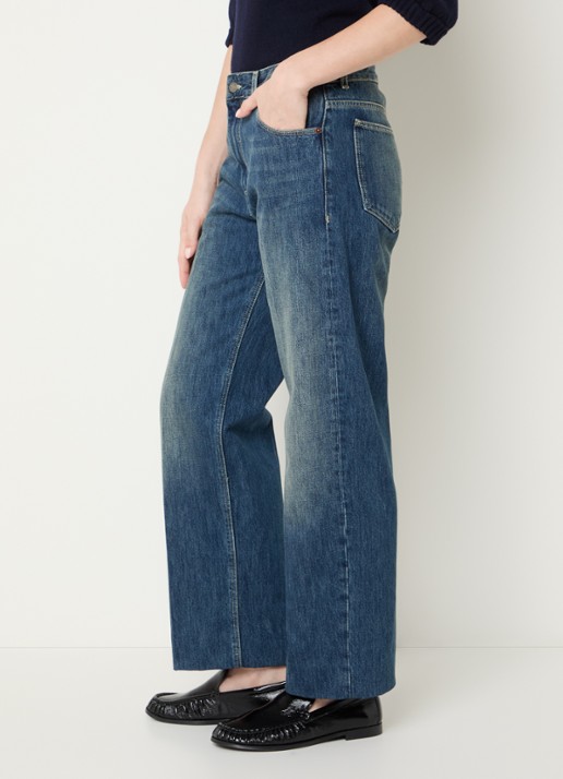 Soeur Jerry mid waist straight leg jeans met donkere wassing - detail 2 indigo