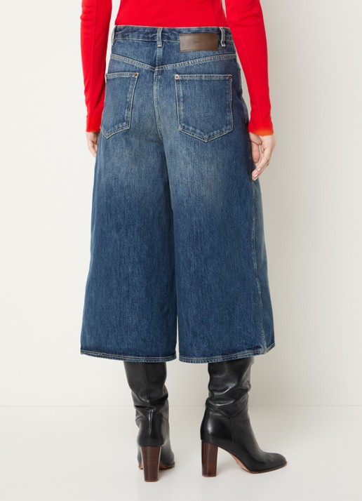 Soeur Joyce high waist wide leg culotte van denim met donkere wassing - achterkant 4 indigo