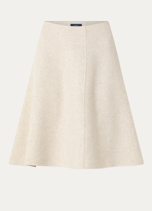 Soeur Kellya A-lijn midi rok in wolblend - voorkant 3 creme