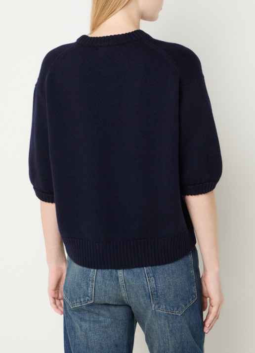 Soeur Lise fijngebreide trui in merino wolblend - achterkant 2 donkerblauw