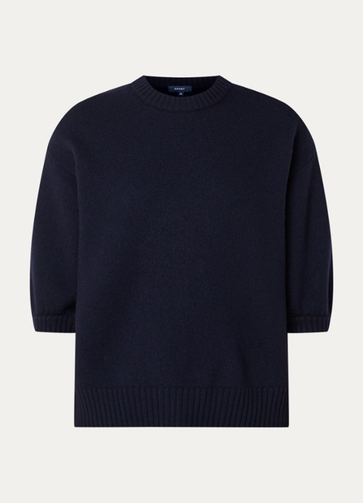 Soeur Lise fijngebreide trui in merino wolblend - voorkant 3 donkerblauw