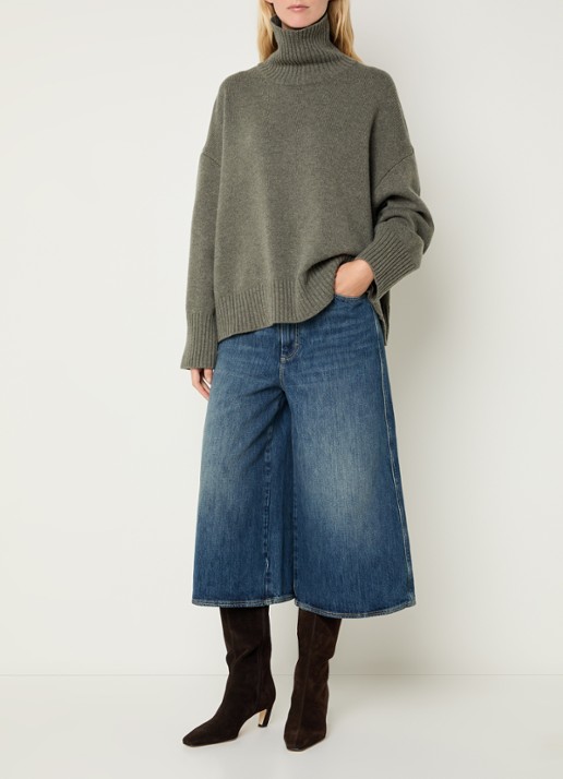 Soeur Lyse high waist wide fit korte broek van denim  - voorkant 4 jeans
