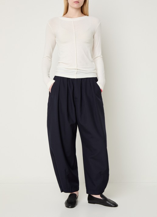 Soeur Vernon high waist balloon fit broek met steekzakken - voorkant 4 indigo