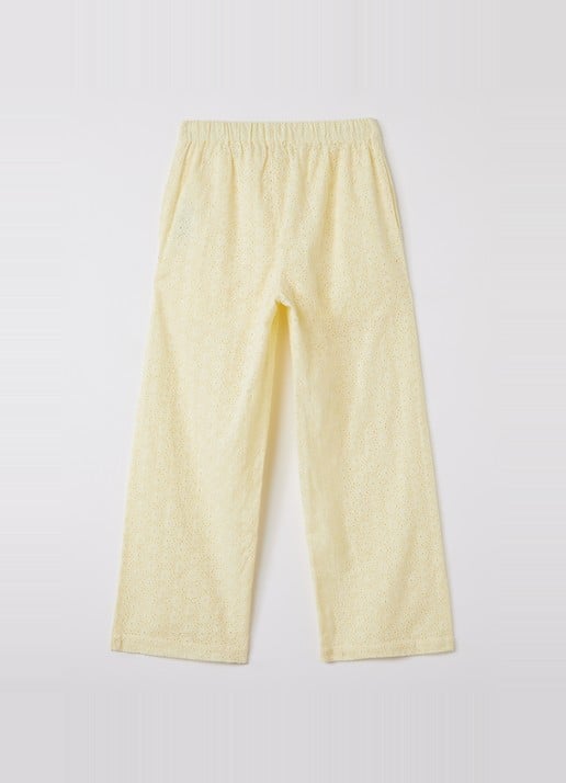 Sofie Schnoor Abigail straight fit broek met borduring  - voorkant 3 geel