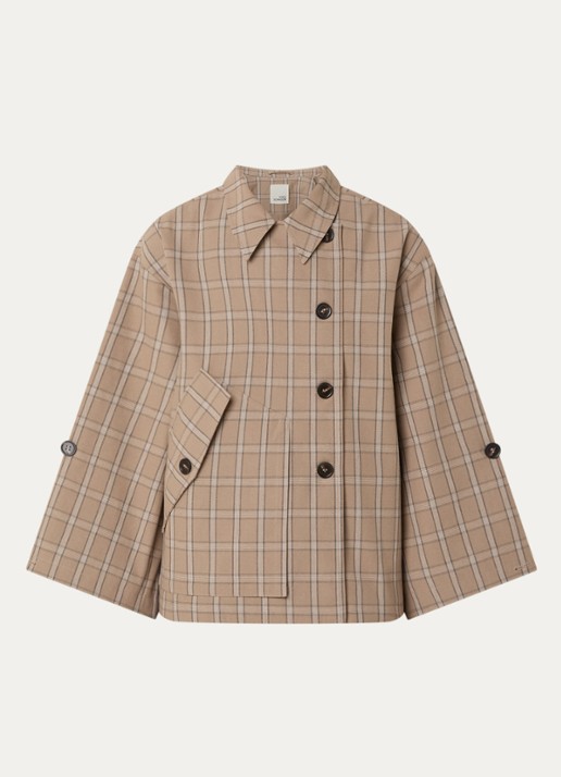 Sofie Schnoor Agatha asymmetrische trenchcoat met klepzak - voorkant lichtbruin